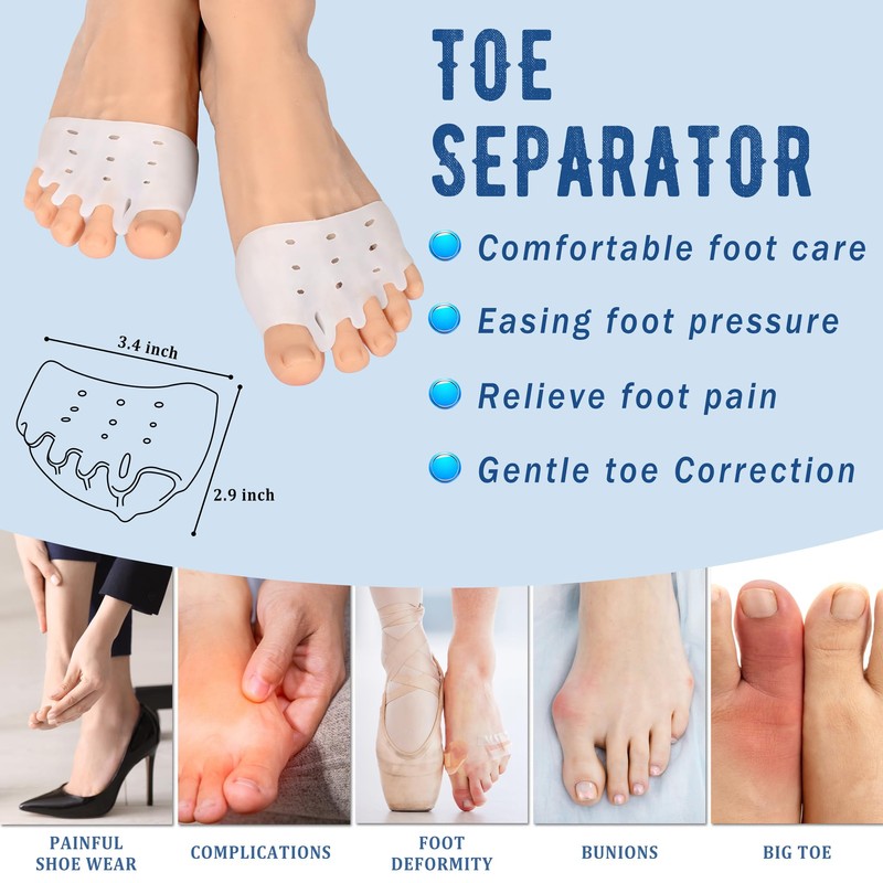 Zivyes 4 Pairs Silicone Toe Separators for Women and Men