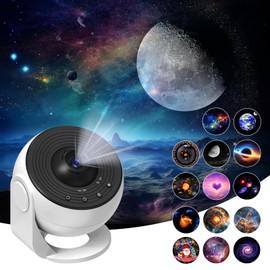 Roujune Upgrade Sternenhimmel Projektor, Home Planetarium Projektor Lampe Sternenhimmel fr Schlafzimmer Kinder Erwachsene mit 14 Planeten Discs, Mond/Nebel/Himmels Galaxy Projektor,Skylight Projector Wei?