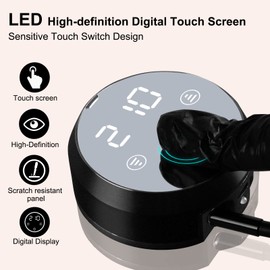 Permanent Makeup Machine, Tattoo Machine Kit with MCU Touch Screen and LED Digital Display, 2 Style Rotary Grips for Permanent Makeup and Microshading Supplies Practice（Rose Gold）