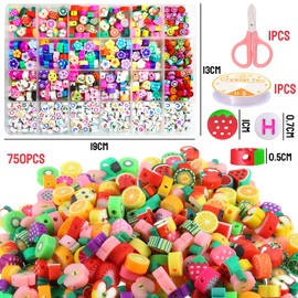 Hpbaggy DIY Beads for Children's Bracelets, DIY Bracelet Colourful Set, Jewellery Making Kids DIY Necklace Bracelet, Beads for Threading, Fruit Beads, DIY Bracelet Letter Beads, Beads Kit