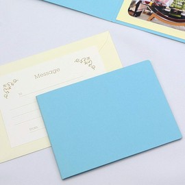 Yamadaya Hataya Blank Cover Photo Mount 2L Size (5.0 x 7.0 inches (127 x 178 mm) 1 Side Side (With Envelope, Message Card: Ivy) (Blue)