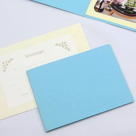 Yamadaya Hataya Blank Cover Photo Mount 2L Size (5.0 x 7.0 inches (127 x 178 mm) 1 Side Side (With Envelope, Message Card: Ivy) (Blue)