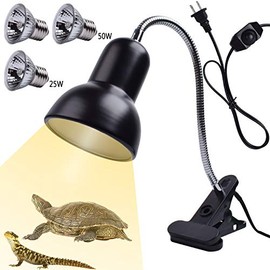 Reptile Heat Lamp UVA UVB Reptile Light Adjustable 50W Turtle Basking Spot Lamps for Aquatic Lizard Snake Chameleons Amphibians with 3 Bulbs