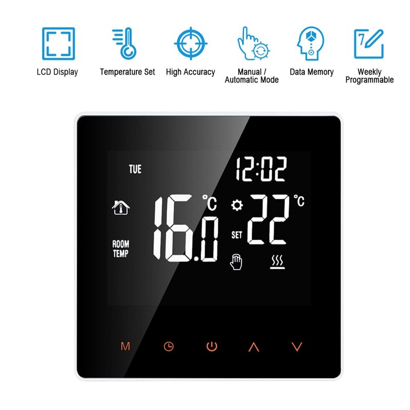 Kavolet Digital Thermostat 16A for Electric Heating, Room Thermostat Smart