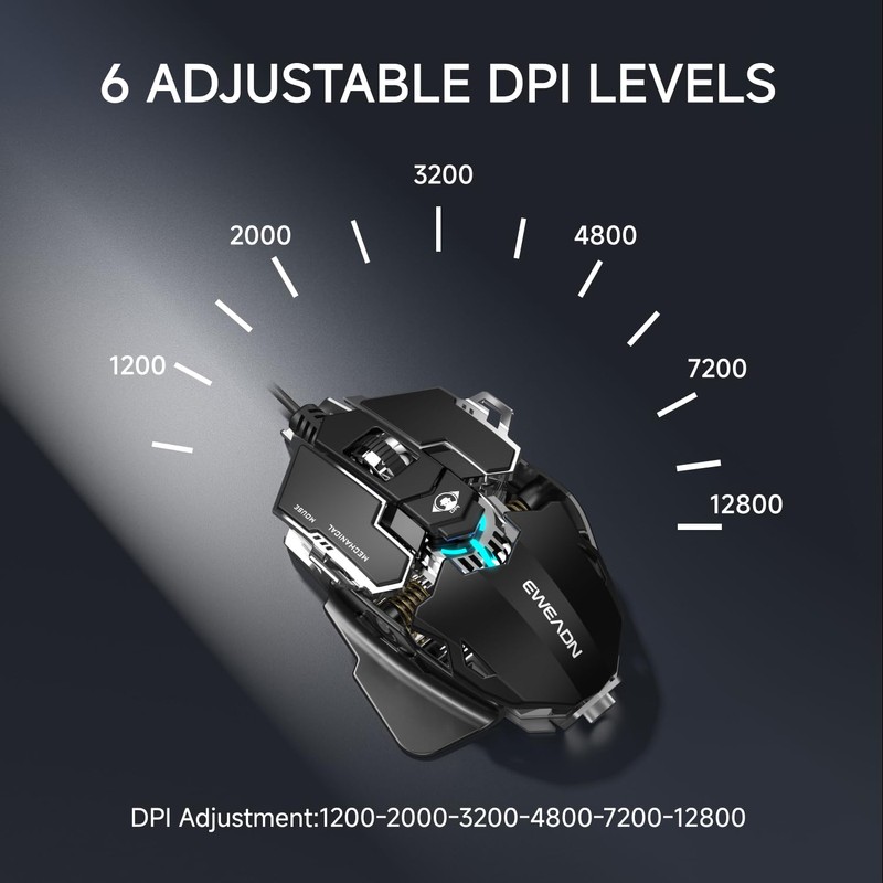 SEUNKWANG EWEADN G5 Wired Gaming Mouse, Ergonomic RGB Computer Mouse,