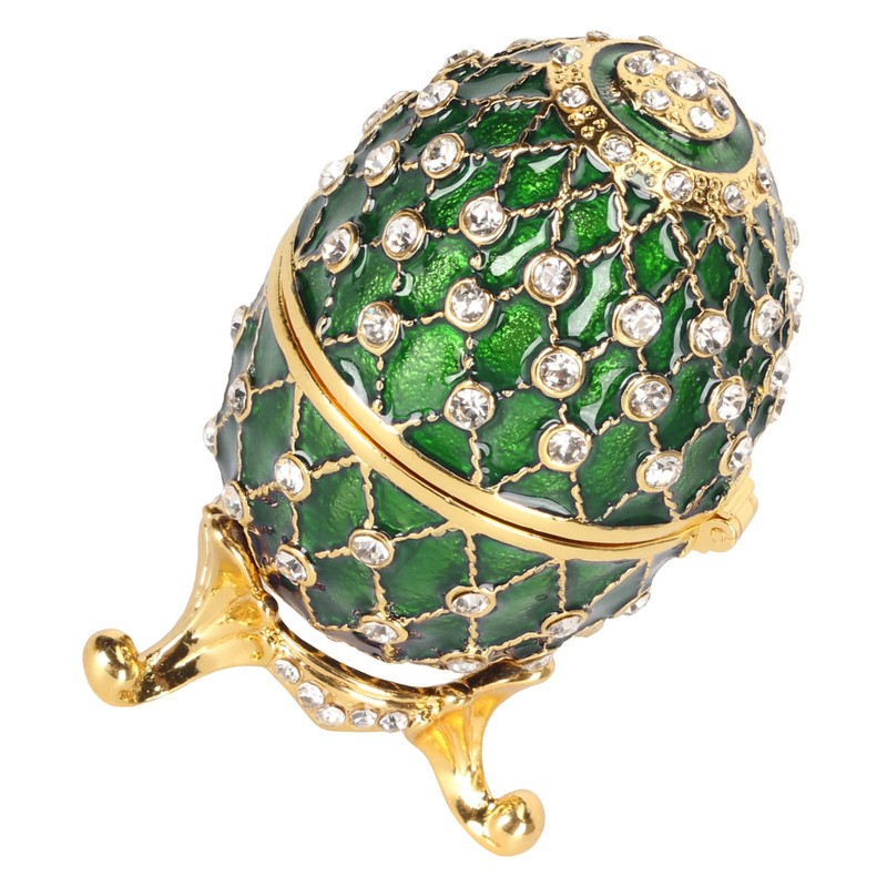 Egg Trinket Box Zinc Alloy Sparkling Rhinestone Exquisite Elegant Metal