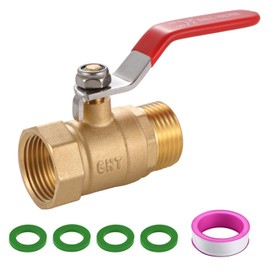 SNUTUYA Brass Garden Hose Shut Off Valve Full Flow, Heavy Duty 1-Way No Restricted-Flow Water Shut-Off Connector, 3/4"GHT Garden Hose Ball Valve Long Handle