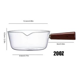 Clear Glass Saucepan, Heat-resistant Mini Simmer Pot with Wood Handle, Glass Cookware Set Ramen Pot Cooktop Safe for Pasta Noodle, Soup, Milk, Baby Food(20OZ/500ML)