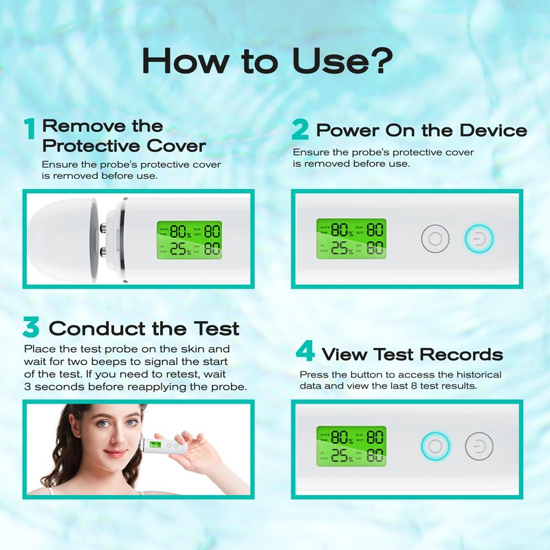 Skin Hydration Tester Monitor - Professional Portable Digital Corneometer Facial