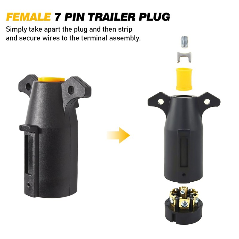 PKDOAX 7 Pin Trailer Plug 12V, Trailer Side Male End