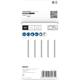 Bosch 5 x Pro Metal Thin T121GFC Jigsaw Blade (for Sheet Steel, Length 92 mm, Professional Accessories Jigsaw)