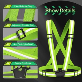 2 Packs Reflective Vest Running Gear, High Visibility Reflective Running Gear Adjustable Elastic Safety Vest for Night Jogging, Biking, Walking or Dog Walking, Running Vest for Men Women Children