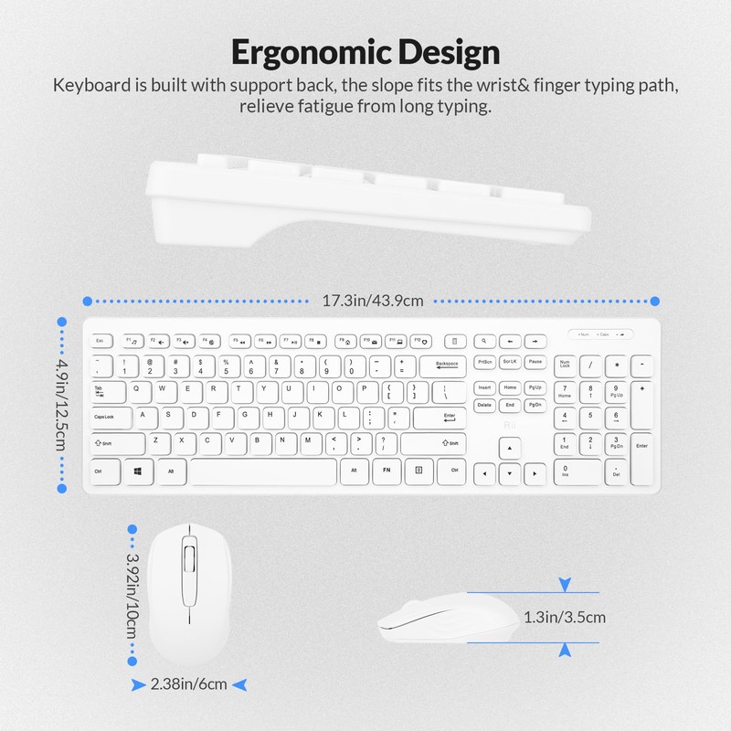 Wireless Keyboard and Mouse Combo - Rii Standard Office PC