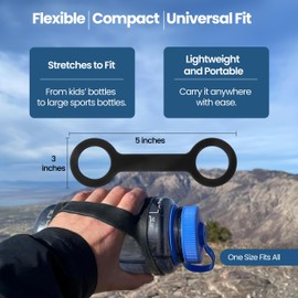 BottleBand One Size Fit All Water Bottle Holder - Durable Silicone Band Holder Strap, Comfortable Drop Protection. Anti Slip for Running, Hiking, or Walking (Blank, Black)