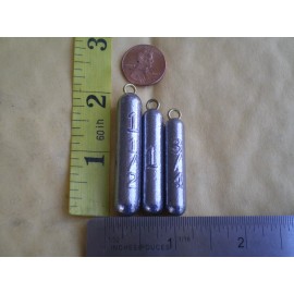 HOME MADE 6 BOTTOM BOUNCER PENCIL SINKER 3/4, 1, 1-1/2 OZ. 2ea. #1 BRASS EYE/SHORT&WIDE