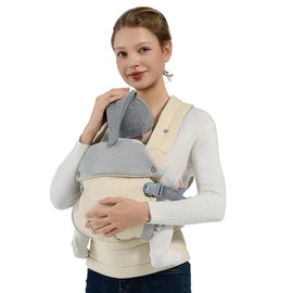 MISSWISDOM Baby Carrier Newborn to Toddler, Adjustable Toddler Carrier, Baby Holder Carrier, Kangaroo Infant Carriers with Widen Shoulder Straps, Cream
