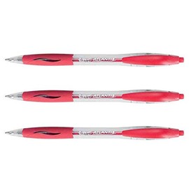 BIC Pack of 3 Atlantis Classic Retractable Ballpoint Pens Medium Tip 1mm Red