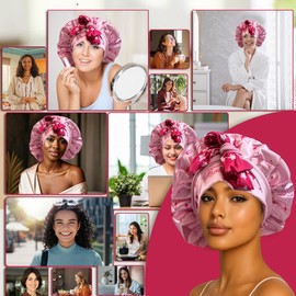 Discover premium double layer silk satin sleeping bonnets designed for hair protection, moisture retention, and all-night comfort. Keep your hair healthy and frizz-free-pink