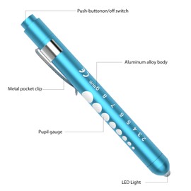 RISEMART Pupil Light, Diagnostic Light, Nurse Emergency Service Accessories with Pupil Meter and Ruler (Rose Red and Blue)