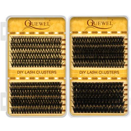 QUEWEL Eyelash Clusters 60D+80D+100D+150D Lash Clusters Wispy Individual Lashes 450PCS D Curl Lash Extension 10-18MM Natural Eyelashes Cluster DIY Cluster Eyelash Extensions for Beginners