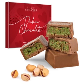 Eastanbul Dubai Chocolate Bar Pistachio, 11.3oz, Premium Pistachio Dubai Chocolate Bar, 16 Pieces Bites with Shredded Phyllo Dough, Knafeh, Viral Candy, Valentines Day Gift
