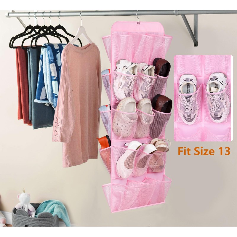MISSLO 30 Large Pockets Dual Sided Hanging Shoe Organizer for