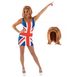Fun Shack British Union Jack Dresses, Union Jack Dress, Union Jack Fancy Dress Women, Union Jack Costume, 90s Fancy Dress Large