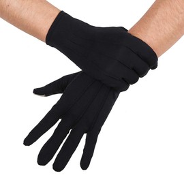 JISEN Men Police Formal Tuxedo Honor Guard Parade Nylon Cotton Gloves 26cm Black with Non-slip Touchscreen