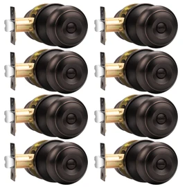 Probrico Privacy Door Knobs Door Handles, Interior Door Knobs Keyless Bed and Bath Locksets Bedroom Door Knobs with Lock, Oil Rubbed Bronze, 8 Pack