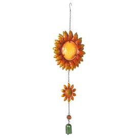 Sunset Vista Designs 14166 Hanging Decoration Garden Bell, Warm Orange and Golden Yellow with Amber 26.5 x 7.5