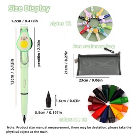 FainFun Eternal Pencil, Pack of 12 Black Pencils with 24 Refills, Infinite Pencil, Thin, Inkless Eternal Pen with Eraser, for Children (MC)