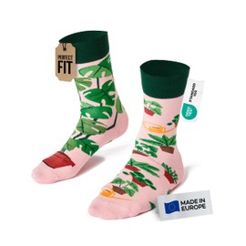 Many Mornings - Mismatched Socks - Funny Socks Unisex - Sizes 35-46 - Gift Idea - Made in EU - Natural, Plant Lover