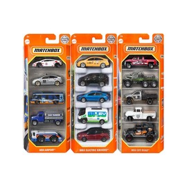 Matchbox Set of 15 Toy Cars and Trucks with 3 Themed 5-Packs of 1:64 Scale Die-Cast Vehicles (Styles Will Vary) Bundle