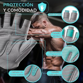 CIMADO® Fitnesshandschuhe | Crossfit-Handschuhe für Damen und Herren, atmungsaktiv, rutschfest und gepolstert, Grau, Größe M