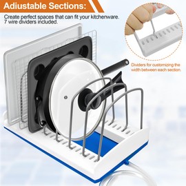 Adjustable Bakeware Rack,Cookie Sheet Baking Pan Tray Organizer for Kitchen Countertops, Kitchen Cabinet and Pantry Storage,Cutting Board Organizer Rack,Cabinet Organizer,Standard, White