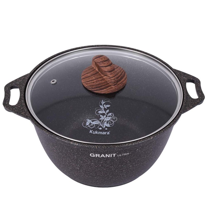 Cooking Pot Aluminum Pot with Glass Lid "Granit ultra" Cookware