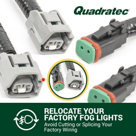 Quadratec Fog Light Wiring Adapter Kit - 6 Inch Extension - Fits Jeep Wrangler TJ & LJ Unlimited 4-Door 2005-2006 - Sold in Pairs - Designed for Aftermarket Fog Lights -