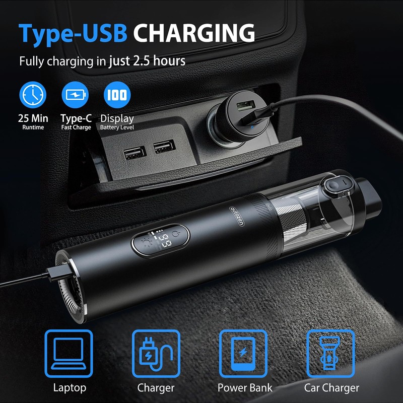 autozen 17000Pa Powerful Cordless Car Vacuum, 4-in-1 Handheld Cleaner for