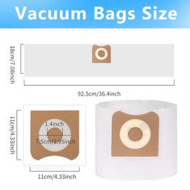 6 Pack Replacement for Ridgid VF3501 Filter Bags, Compatible with Ridgid 3 to 4.5 Gallon Vac Bags Wet Dry Dust Bags Replace Part# 23738, Workshop WS32045F, Size C