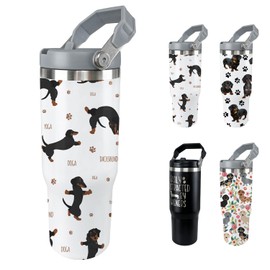 Ztuhjvy Dachshund Dog Tumbler Weiner Weenie Gifts for Women Men 30 Oz Dog Tumbler Insulated Dachshund Water Bottle Cup with Handle