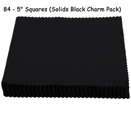 Nodsaw Solid Black Charm Pack, 84 5-inch Cotton Fabric Squares