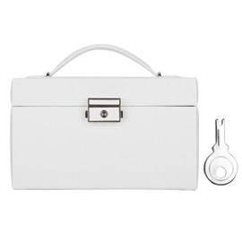 Three Layer Jewelry Storage Box PU Leather Necklace Rings Earrings Holder OrganizerWhite