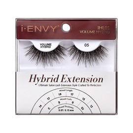 i-ENVY Extension False Lashes, Hybrid Salon Lash Clear Invisible Band Strip Natural Look Mixed Volume Curl EyeLashes Wispy Fluffy Cat Eye Fake Lashes (Volume)
