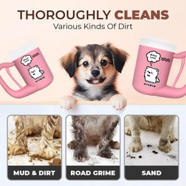 MyGoGo Semi-Automatic Paw Cleaner for Small Medium Dog Breeds, Premium Quality Silicone, Muddy Paw Washer, Essential Necessity (Pink, Medium)