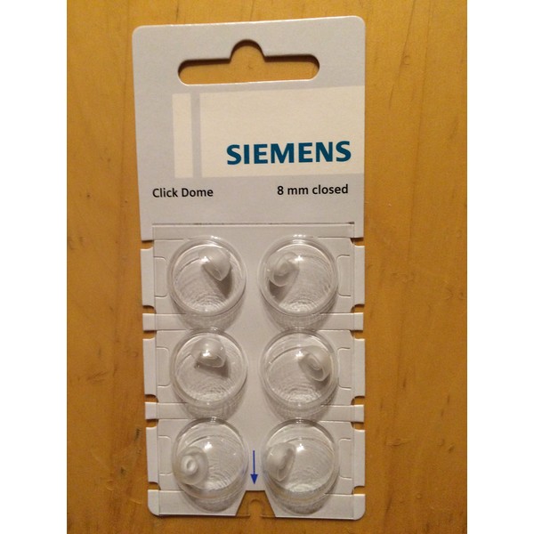 Siemens Click Dome Hearing Aid Caps 8 mm Closed Pack of 6