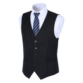 Kayiyasu Men's Suit Vest, Wedding, Business, Large Size, Gilet Vest, Slim, Business Vest, Buckle Included, Casual, Formal, For Spring, Summer, Autumn, Winter, Gentleman, Black