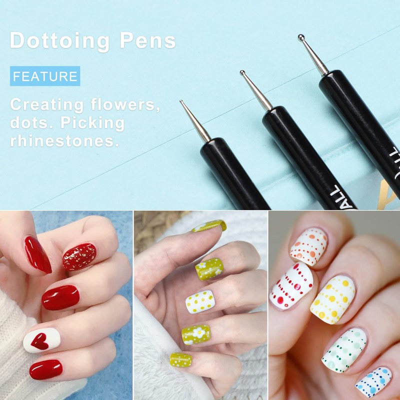 TEOYALL Nail Art Brushes, Nail Design Painting Brushes Builder Gel