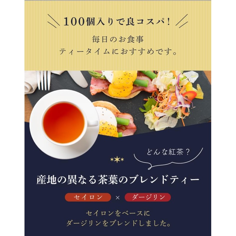 Ceylon Tea Darjeeling Blend, 100 Pieces (Black Tea Bag, Large