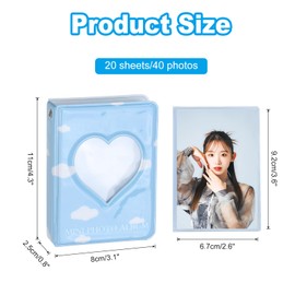 PATIKIL 3 Inch Mini Photocard Binder Love Heart Hollow Photocard, Christmas Kpop Photocard Binder Album for Id Card, Business Card Storage 40 Photos, Blue