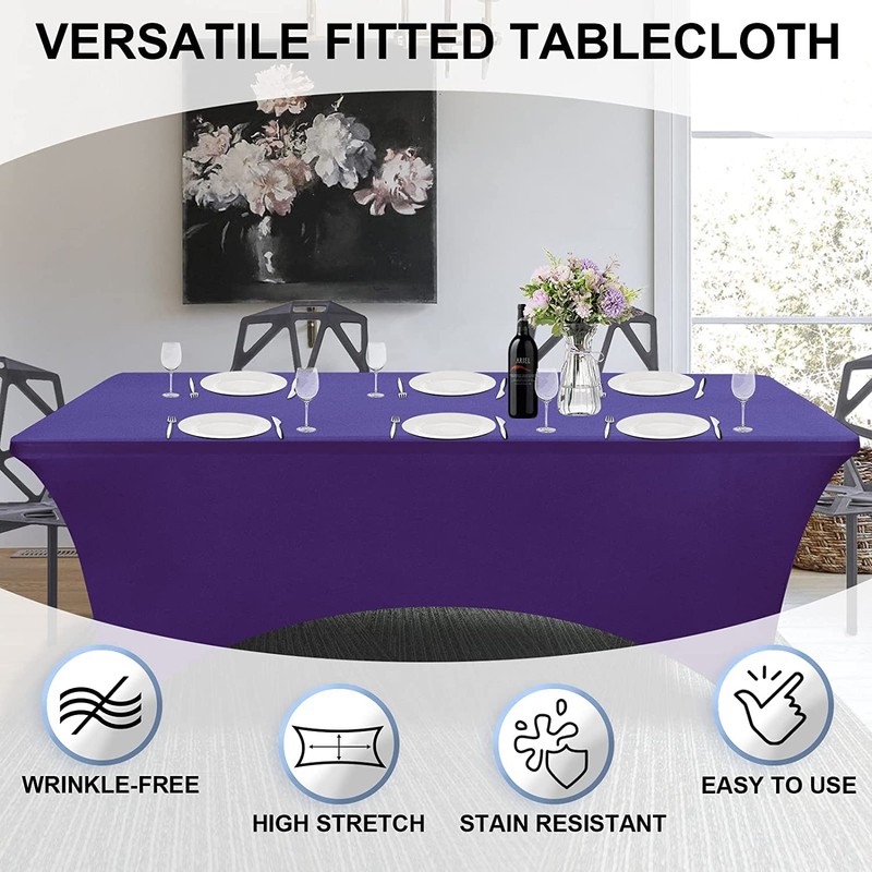 Newthinking 6ft Spandex Fitted Tablecover, Washable Rectangular Stretch Trestle Table